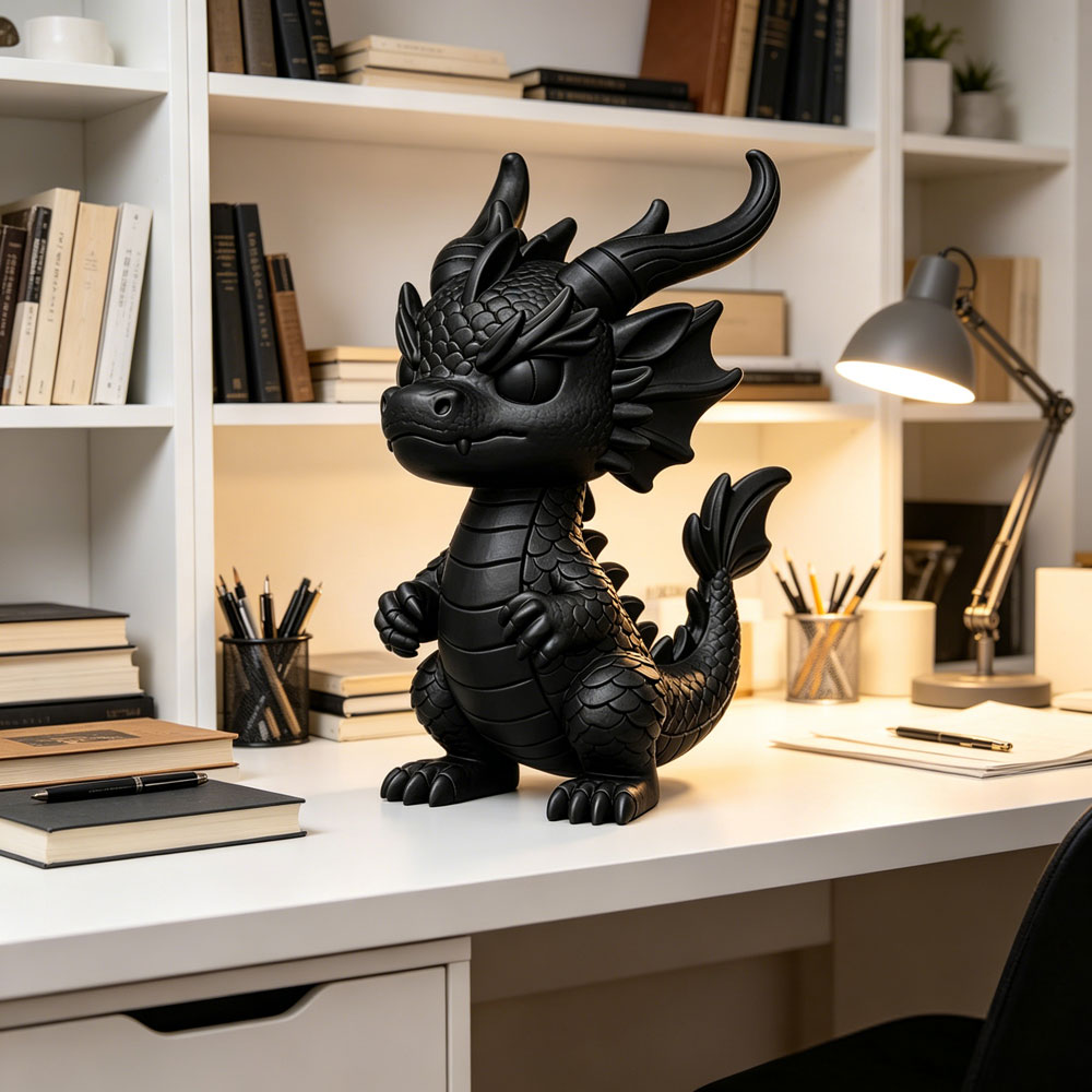 Home Office Freelancer - ของตกแต่งโต๊ะทำงานแฟนตาซีแบบพิมพ์ 3 มิติ ของสะสม ของขวัญสำหรับบ้านและออฟฟิศ รูปปั้นมังกรจิ๋ว