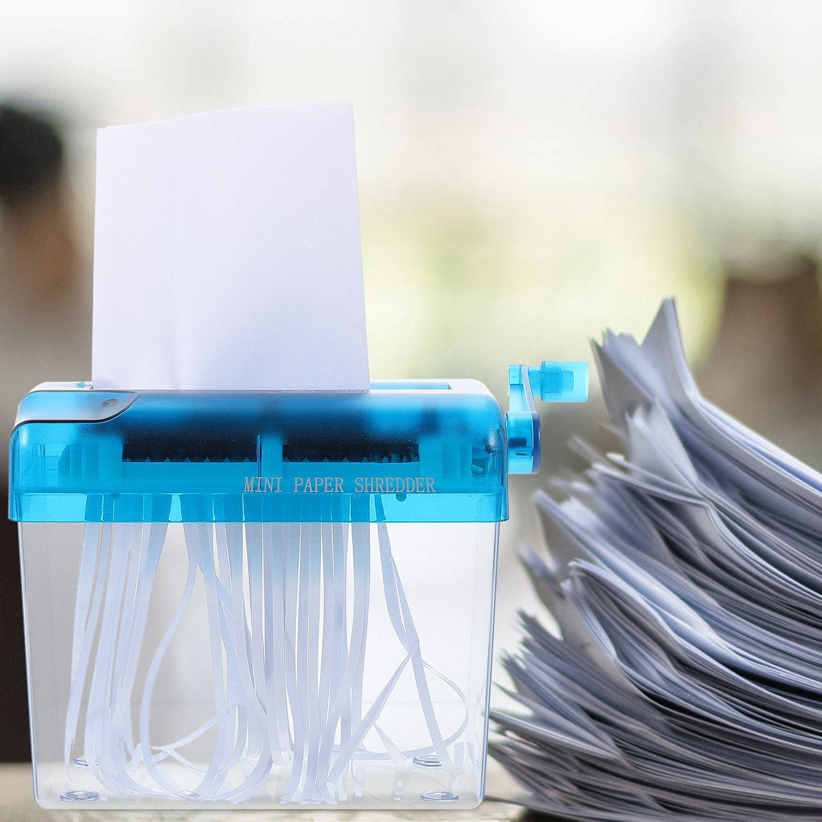 Home Office Paper Shredder - เครื่องทำลายเอกสารแบบมือหมุนขนาดเล็ก พกพาสะดวก ใช้งานง่าย เหมาะสำหรับสำนักงาน บ้าน และโรงเรียน