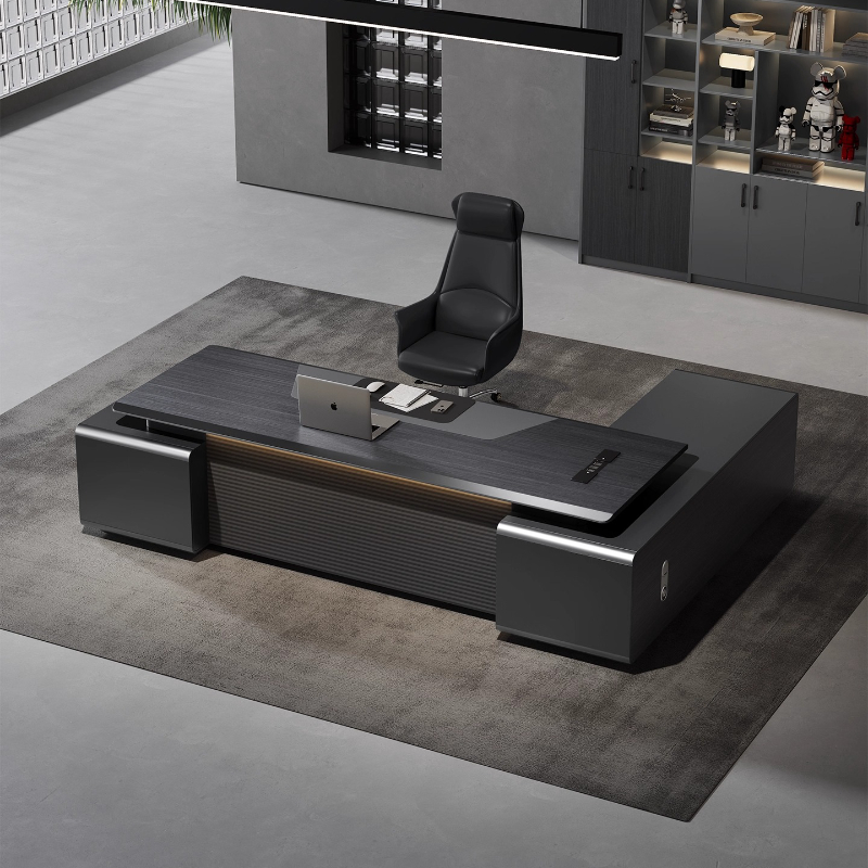 Home Office Work Table - โต๊ะคอมพิวเตอร์รูปตัว L สุดหรู พร้อมที่เก็บของ โต๊ะทำงาน โต๊ะออฟฟิศ