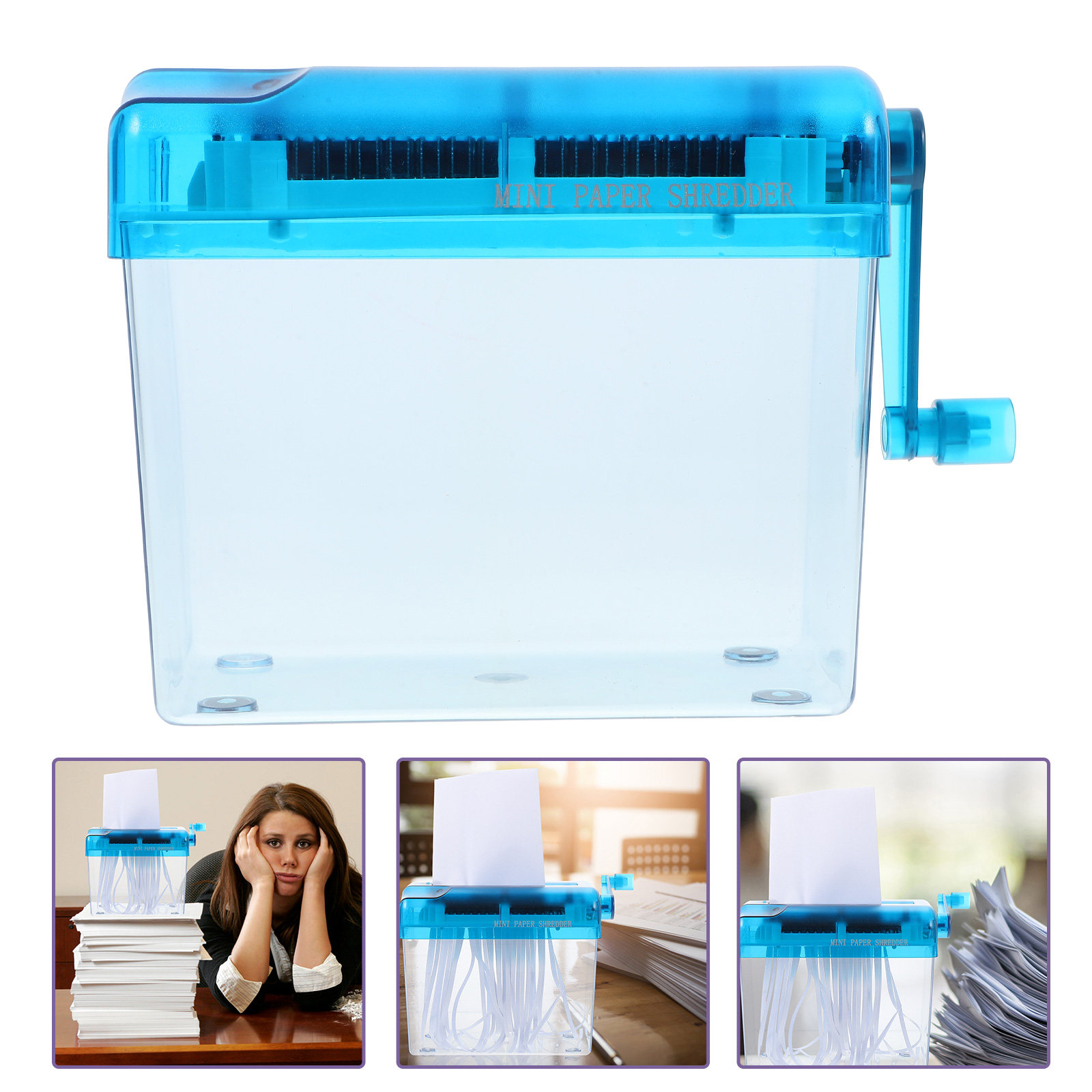 Home Office Paper Shredder - เครื่องทำลายเอกสารแบบมือหมุนขนาดเล็ก พกพาสะดวก ใช้งานบนโต๊ะทำงาน เหมาะสำหรับบ้าน สำนักงาน โรงเรียน