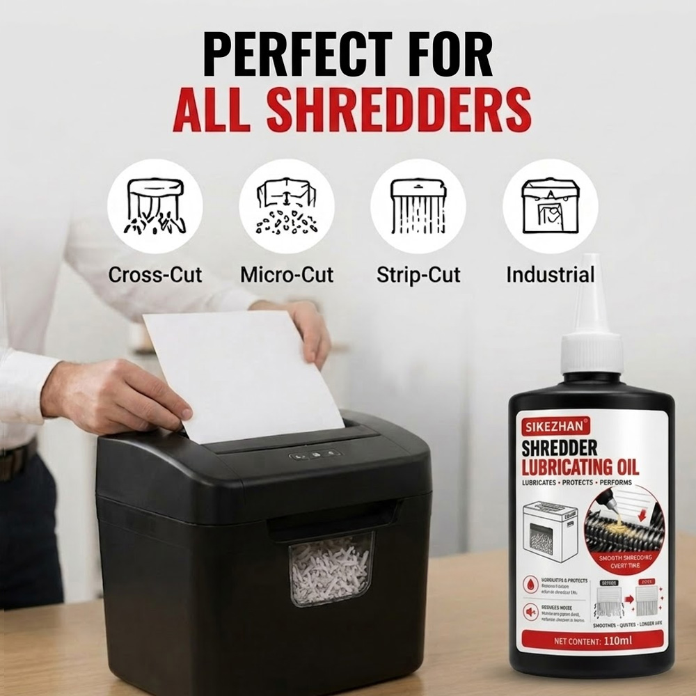 Home Office Paper Shredder - น้ำมันหล่อลื่นเครื่องทำลายเอกสาร 110 มล. ป้องกันการติดขัด น้ำยาบำรุงรักษาเครื่องตัดกระดาษ สำหรับใบมีดเครื่องทำลายเอกสารในสำนักงานและที่บ้าน