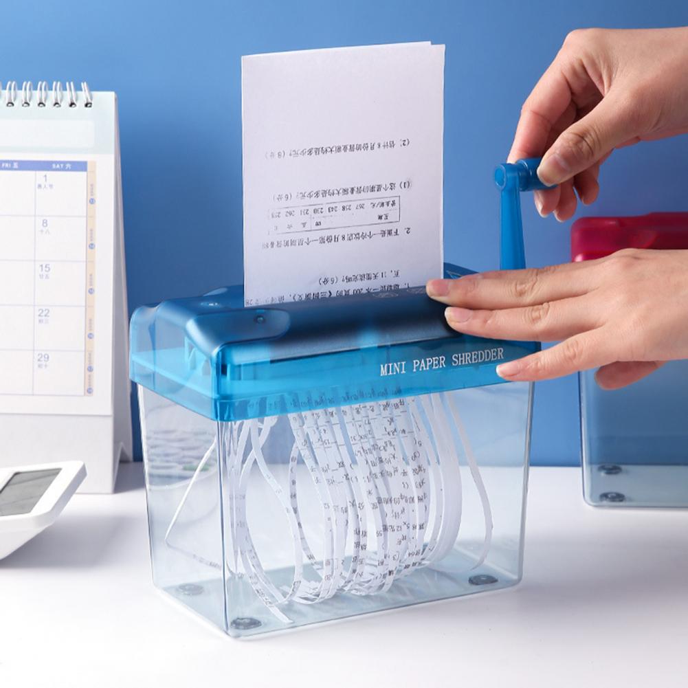 Home Office Paper Shredder - เครื่องทำลายเอกสารแบบใช้มือ เครื่องทำลายเอกสารแบบพกพา ความจุมองเห็นได้ เครื่องตัดขนาด A4 แบบมือถือขนาดเล็ก