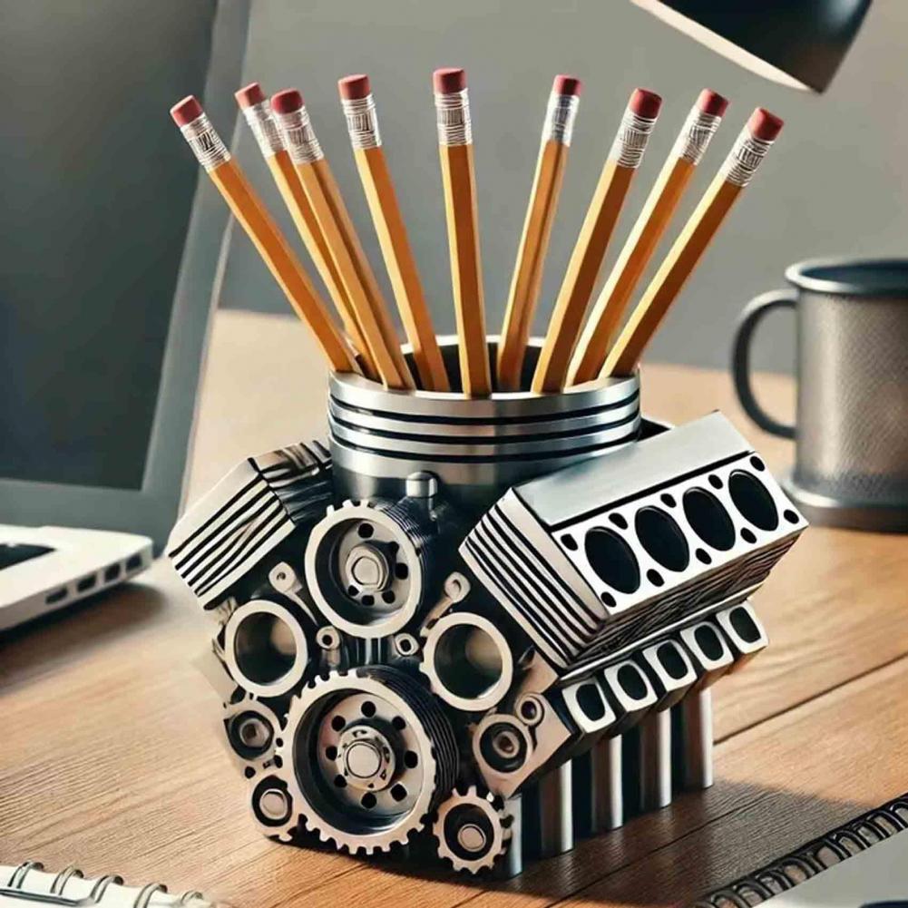 Home Office Freelancer - ผู้ถือปากกาเรซิ่น V8 รถเครื่องยนต์ผู้ถือปากกาที่ไม่ซ้ํากันเครื่องเขียนสําหรับ Home Office Decor