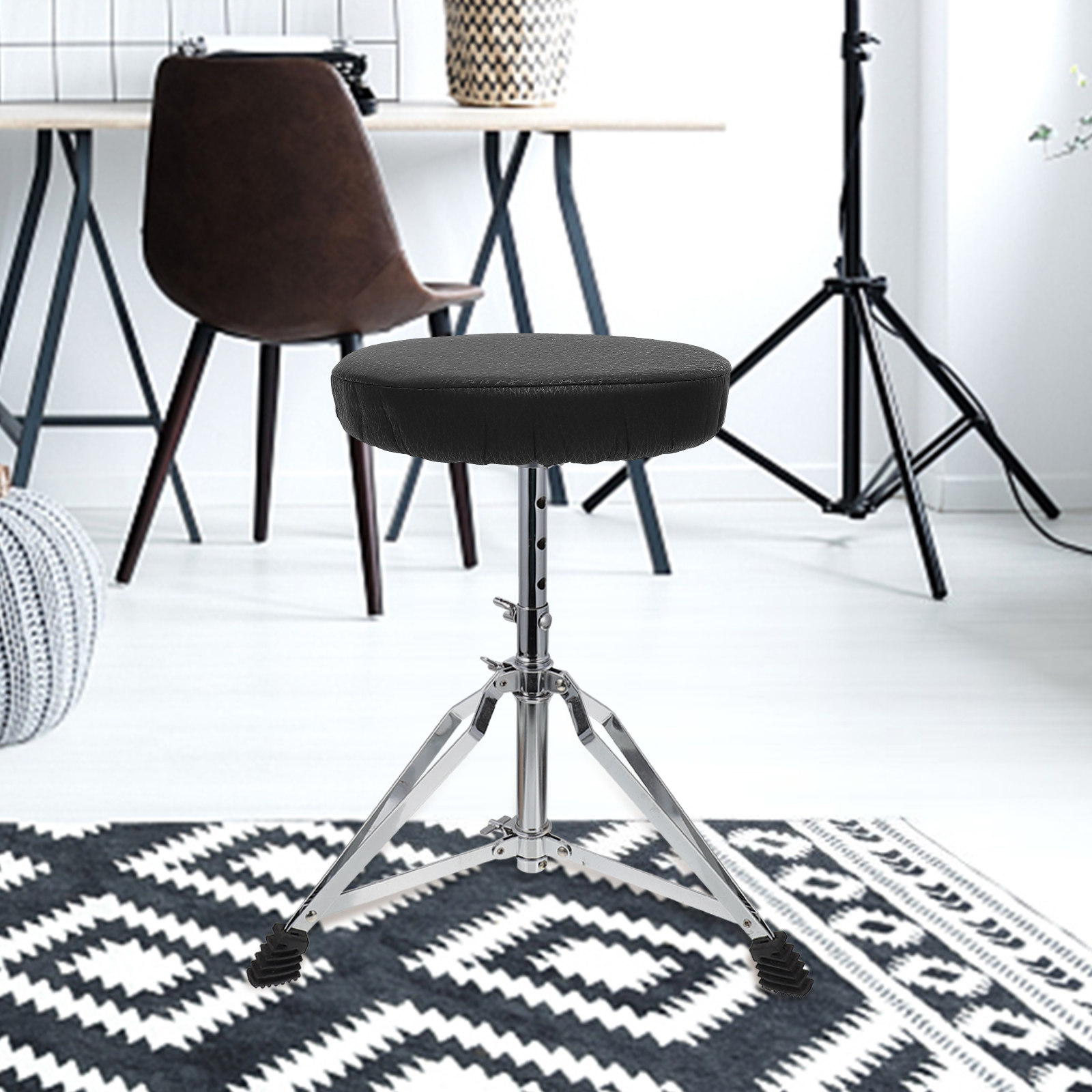 Home Office With Sofa - ปลอกเบาะเก้าอี้ทรงกลมสีดำ ทำจากผ้าฝ้ายผสมโพลีเอสเตอร์ พร้อมเบาะฟองน้ำยืดหยุ่นและแผ่นรองกันลื่น เหมาะสำหรับเก้าอี้ทรงกลมในบาร์ คาเฟ่ สำนักงาน