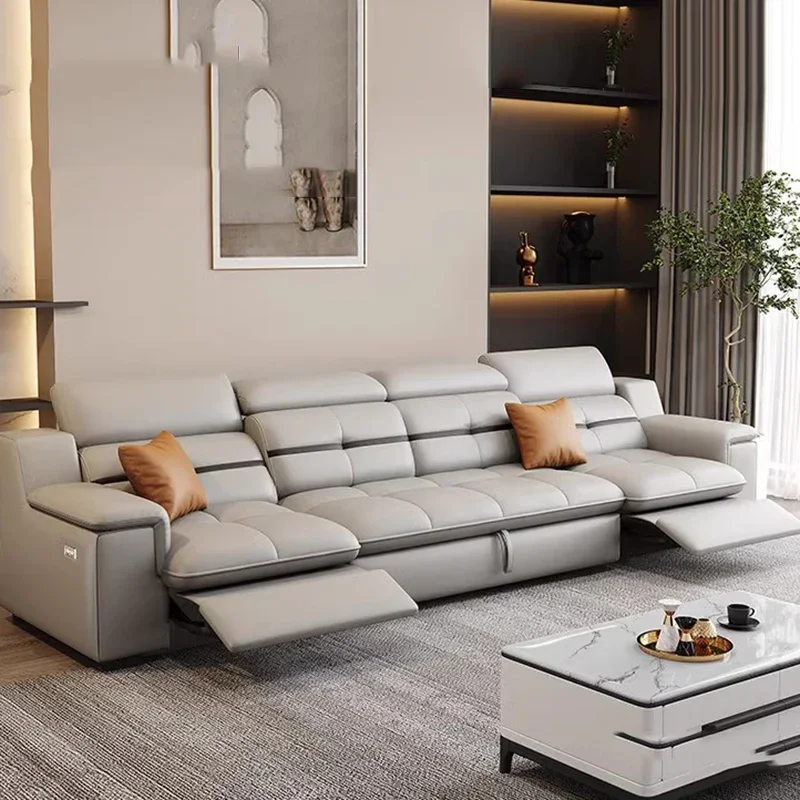 Home Office With Sofa - โซฟาห้องนั่งเล่นสีน้ำตาลสไตล์โพสต์โมเดิร์น เก้าอี้พักผ่อนสำนักงาน โซฟาไฟฟ้าปรับนอนได้ โซฟาหรูหราสไตล์นอร์ดิก เฟอร์นิเจอร์ดีไซน์เฉพาะตัว