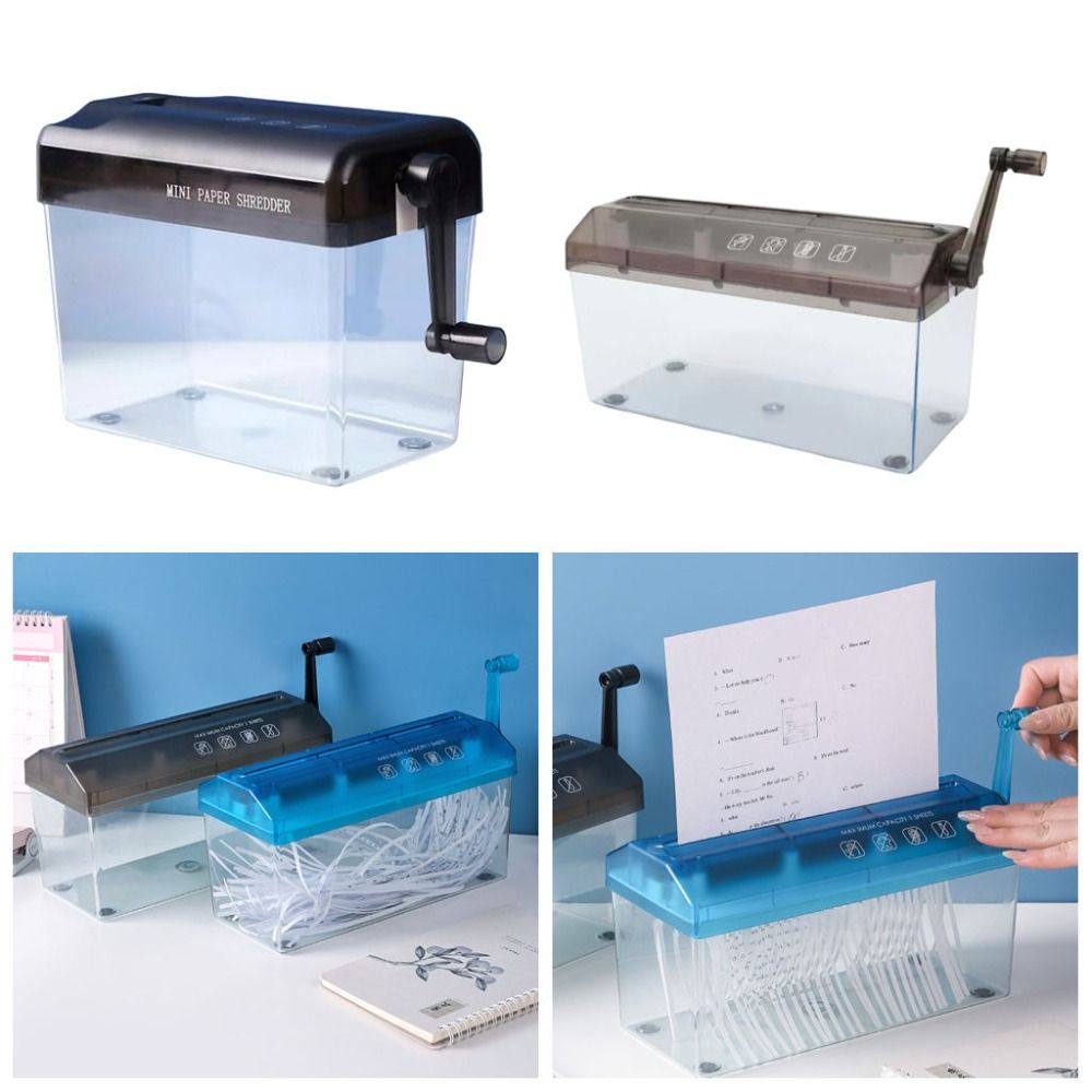 Home Office Paper Shredder - เครื่องทำลายเอกสารแบบมือหมุน ABS คุณภาพสูง เครื่องตัดกระดาษแบบมือหมุนขนาดเล็ก เป็นมิตรกับสิ่งแวดล้อม เครื่องทำลายเอกสารแบบแมนนวลโปร่งใส