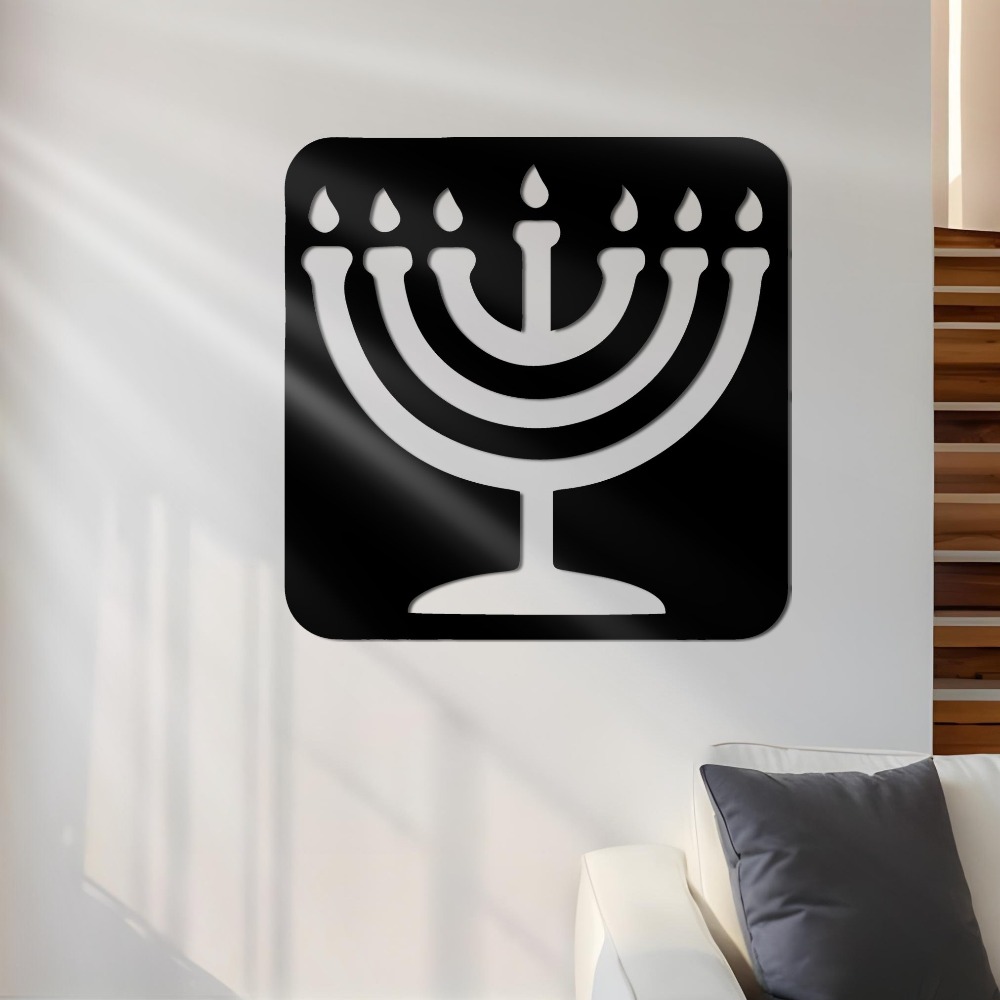 Home Office Decor - CIFBUY งานศิลปะติดผนังเหล็ก รูปทรงเมโนราห์สไตล์วินเทจ ประติมากรรมโลหะกันสนิม ป้ายแขวนตกแต่งบ้านและสำนักงาน
