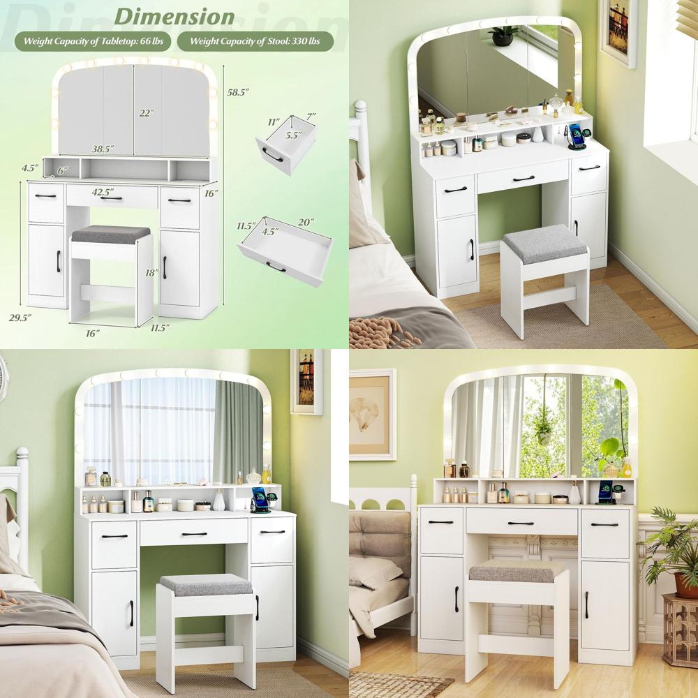 โต๊ะเครื่องแป้งกระจกโค้งขนาดให - Desk Charging Station บทวิจารณ์และราคา