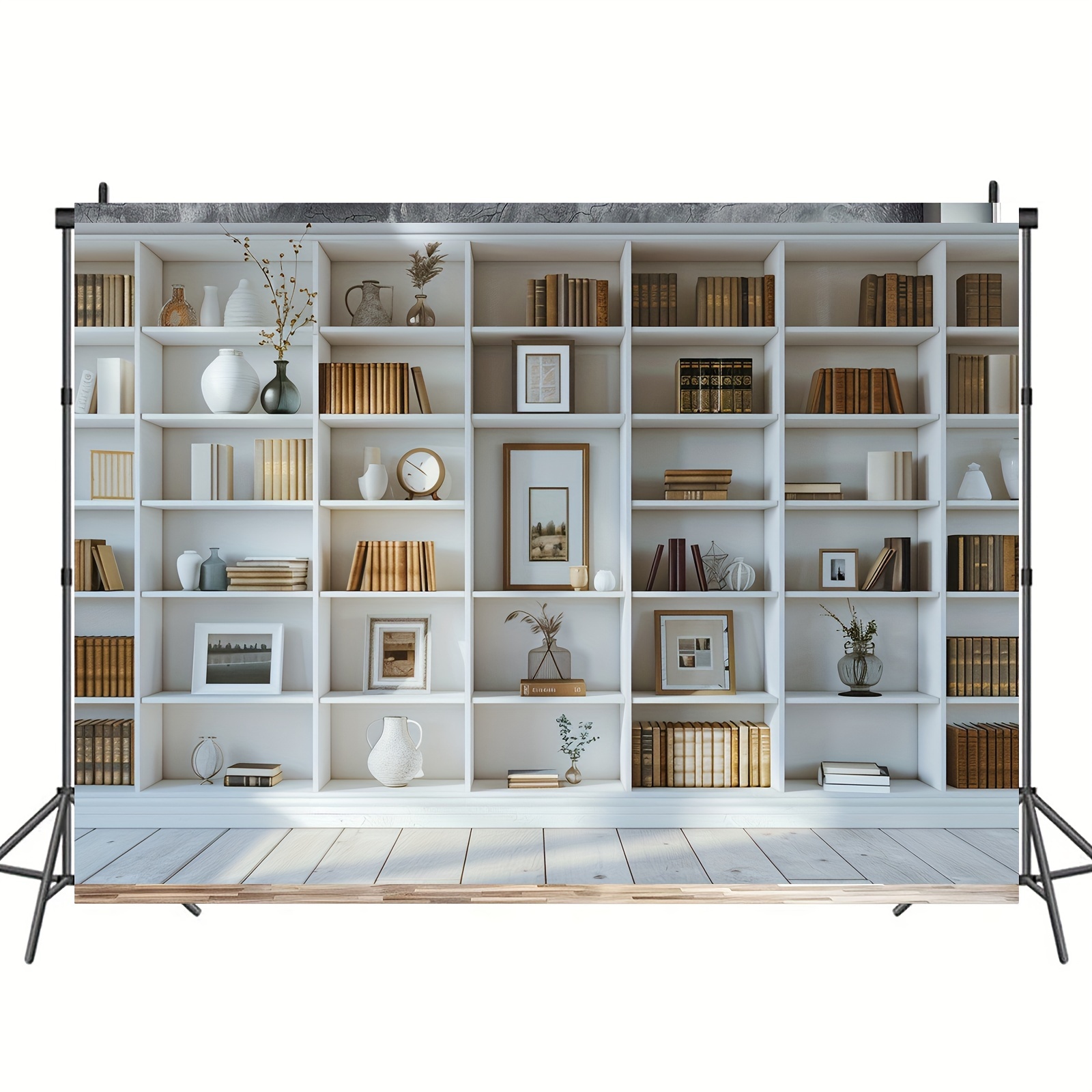 1 PC สีขาวชั้นวางหนังสือพื้นหล - Home Office Zoom Background Free บทวิจารณ์และราคา