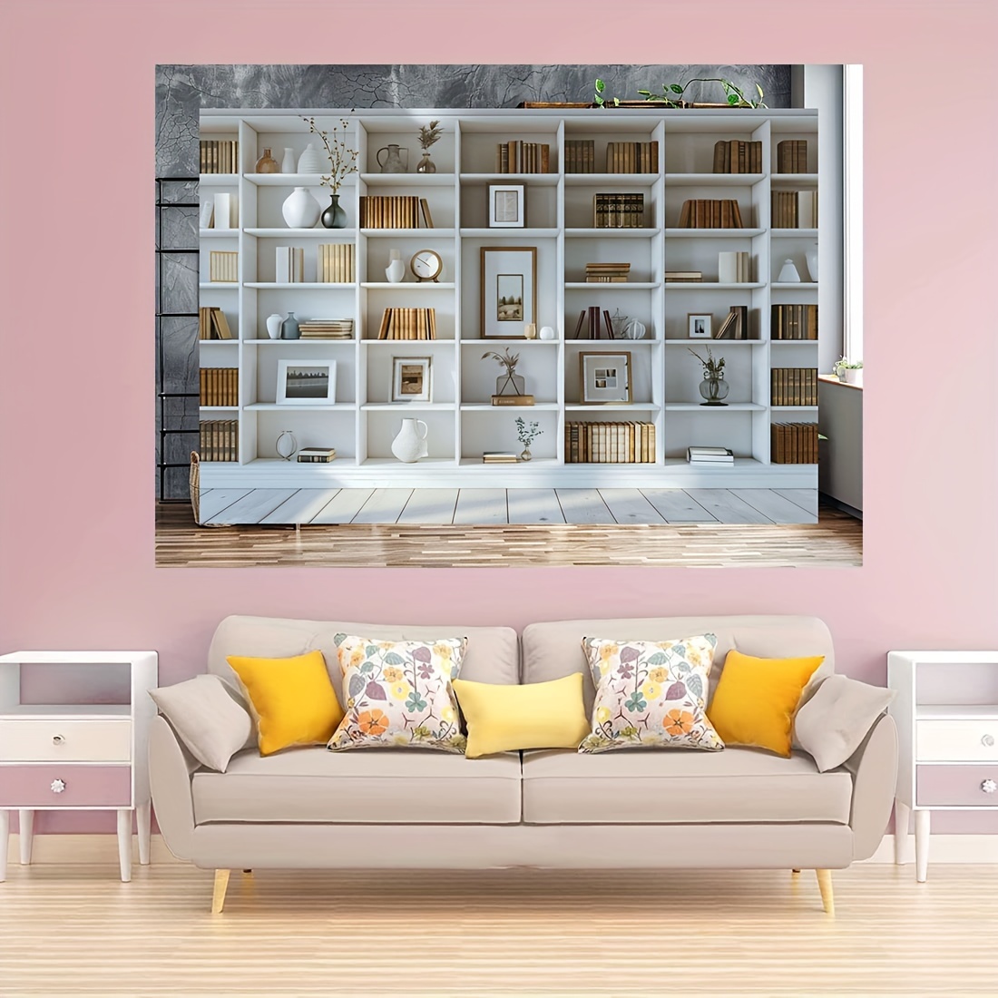 1 PC สีขาวชั้นวางหนังสือพื้นหล - Home Office Zoom Background Free บทวิจารณ์และราคา