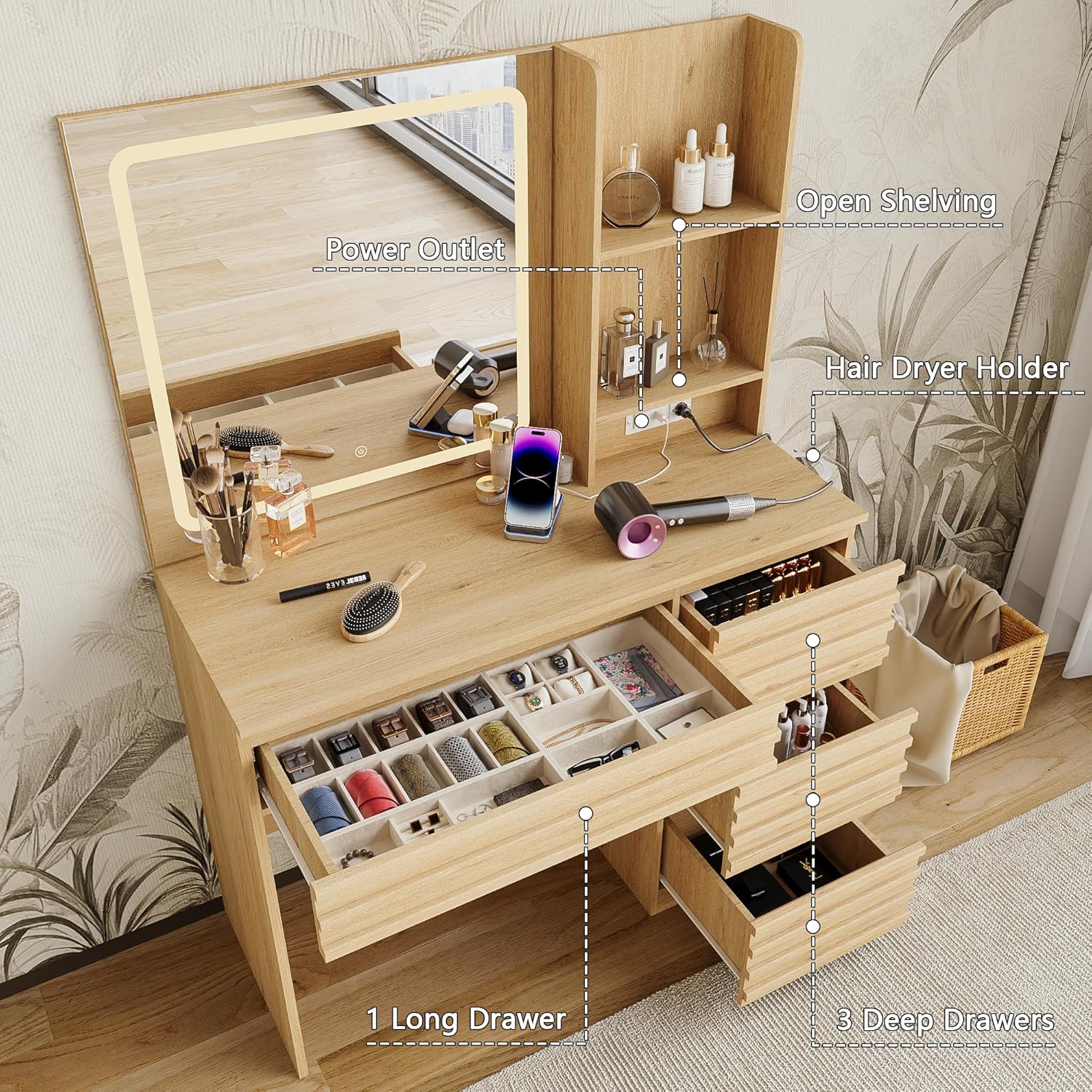 ชุดโต๊ะเครื่องแป้งในห้องนอน ทำ - Desk Charging Station บทวิจารณ์และราคา