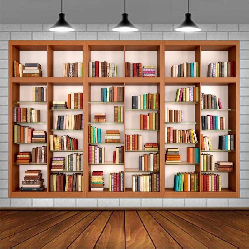 ฉากหลังถ่ายภาพชั้นวางหนังสือไม - Home Office Zoom Background Free บทวิจารณ์และราคา