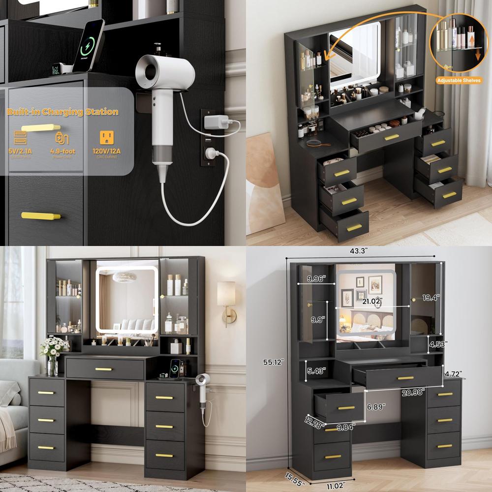 โต๊ะเครื่องแป้งพร้อมลิ้นชัก 7  - Desk Charging Station บทวิจารณ์และราคา