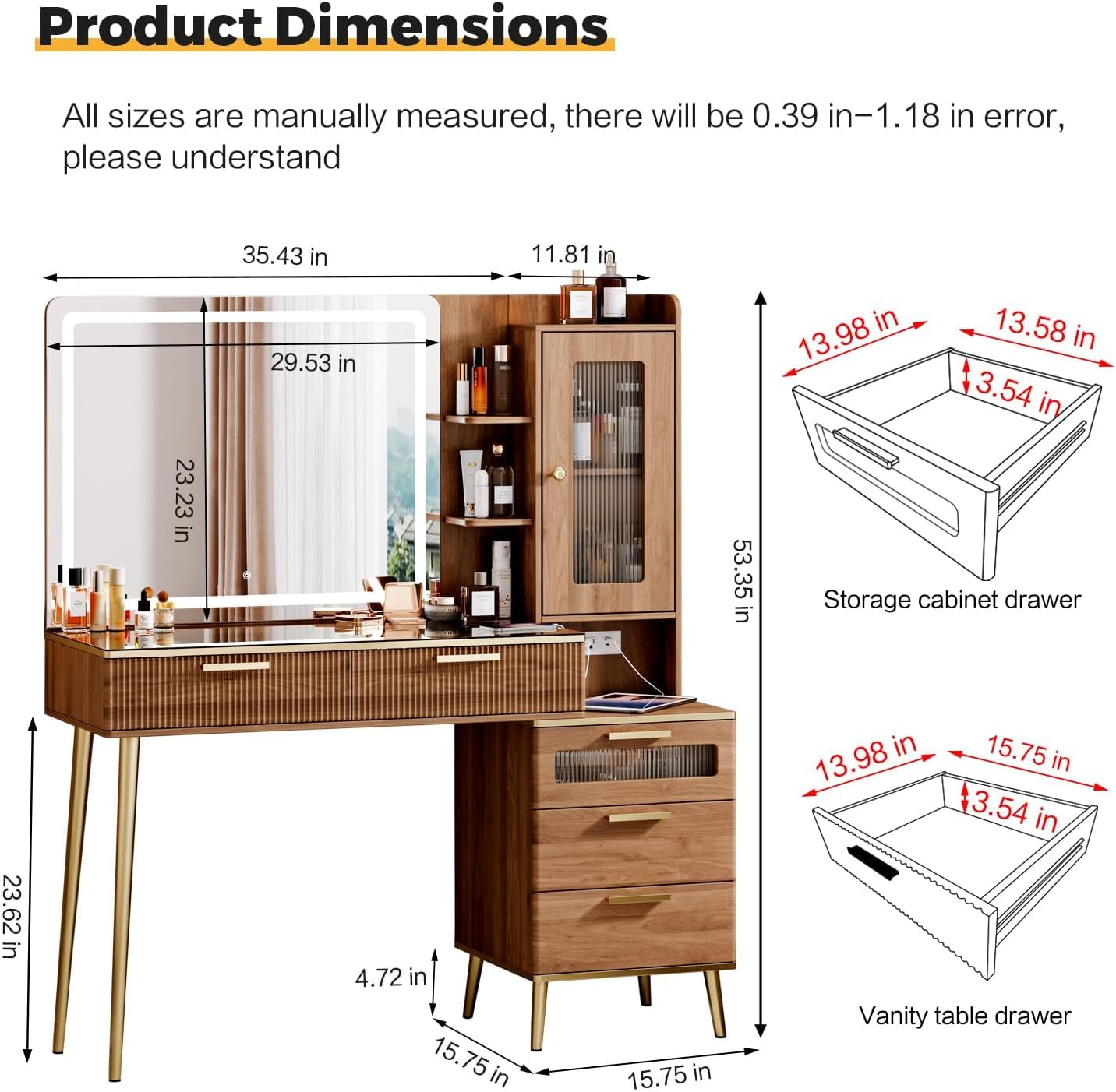 โต๊ะเครื่องแป้งในห้องนอน สีน้ำ - Desk Charging Station บทวิจารณ์และราคา